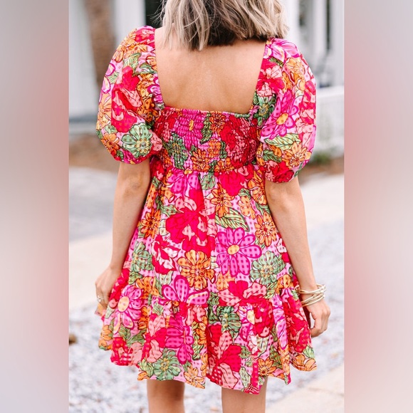 Flying Tomato | Anthropologie | Floral Mini Dress Puffy Sleeves  M Medium - Picture 7 of 13